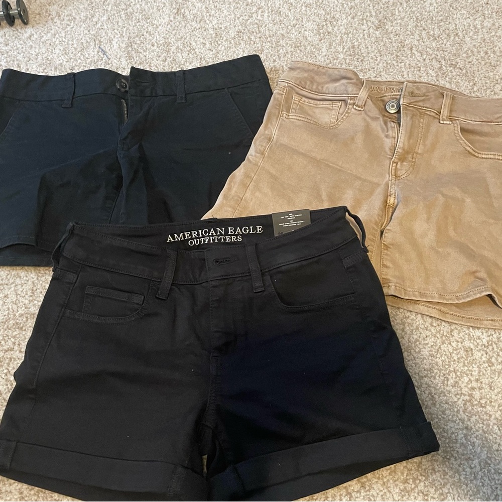 American Eagle Outfitters Women's Black and Tan Jean Shorts